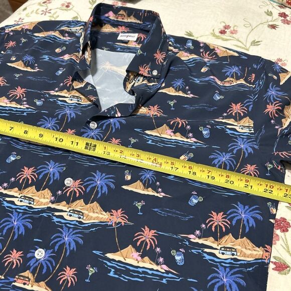 Buoy Boat Blue Men's Short Sleeve Button Shirt Hula Hawaiian Large - Picture 9 of 12
